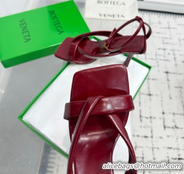 Grade Quality Bottega Veneta Riva Strap Sandals 9cm in Lambskin Leather Red 1027153