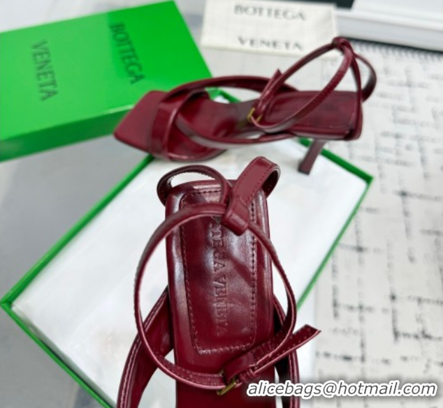 Grade Quality Bottega Veneta Riva Strap Sandals 9cm in Lambskin Leather Red 1027153