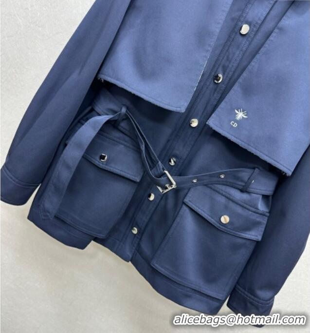Top Grade Dior Short Coat DR101504 Blue 2025