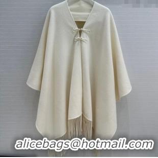 Discount Dior Wool Cashmere Cape with Tassel 78x140cm 1015 White 2025