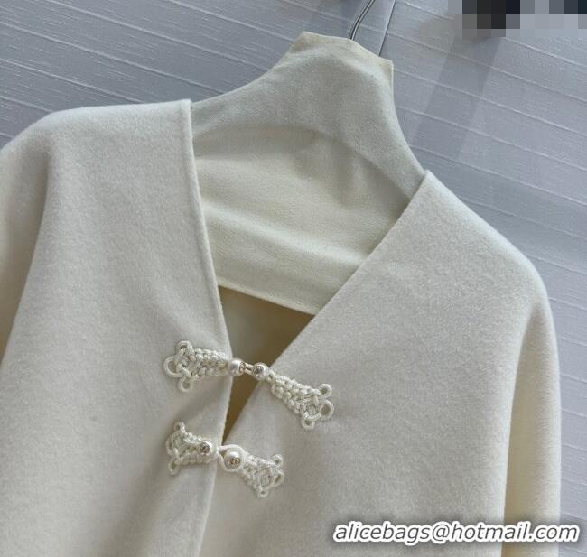 Discount Dior Wool Cashmere Cape with Tassel 78x140cm 1015 White 2025