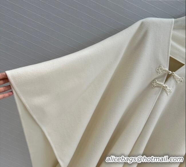 Discount Dior Wool Cashmere Cape with Tassel 78x140cm 1015 White 2025