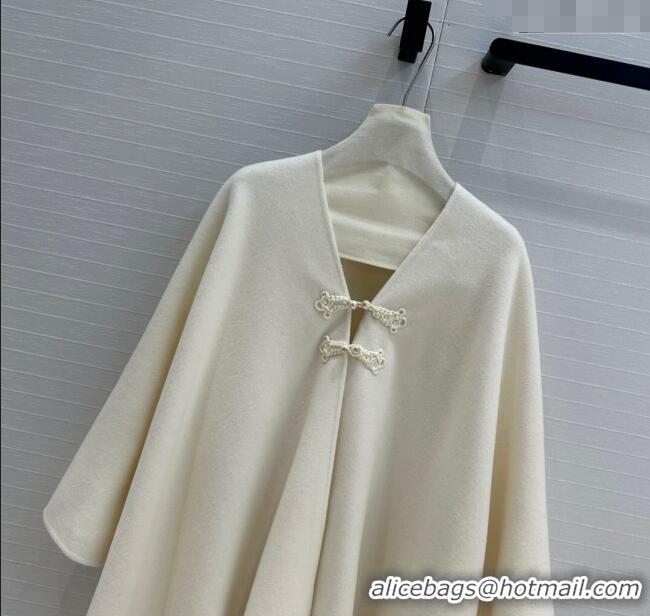 Discount Dior Wool Cashmere Cape with Tassel 78x140cm 1015 White 2025