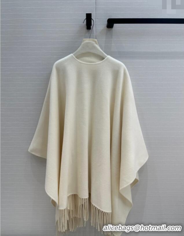 Discount Dior Wool Cashmere Cape with Tassel 78x140cm 1015 White 2025