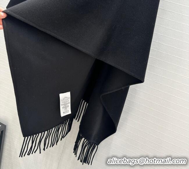 Good Quality Dior Wool Cashmere Cape with Tassel 78x140cm 1015 Black 2025