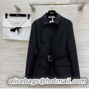Hot Sell Cheap Dior Belted Jacket DR101507 Black 2025