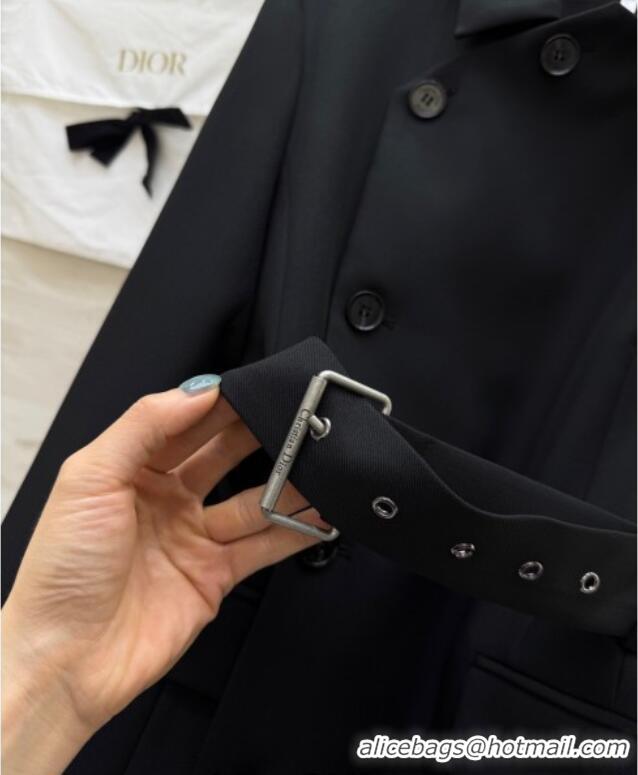 Hot Sell Cheap Dior Belted Jacket DR101507 Black 2025