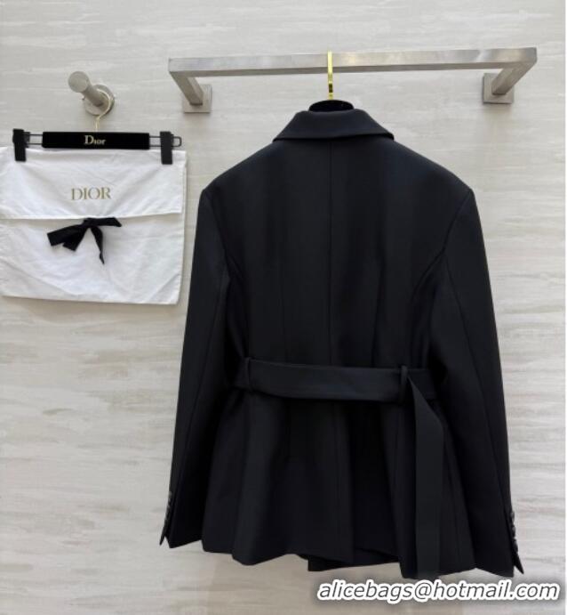 Hot Sell Cheap Dior Belted Jacket DR101507 Black 2025