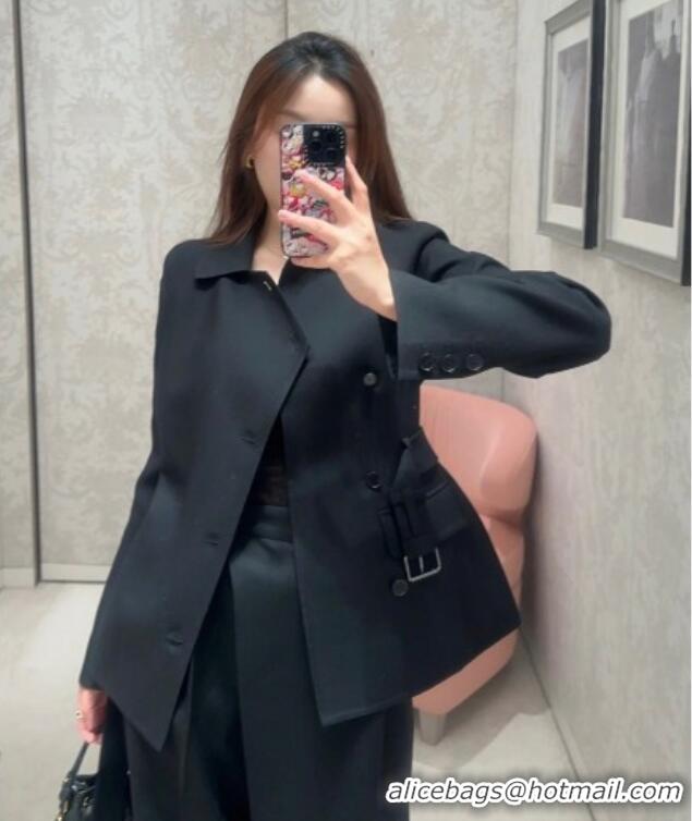 Hot Sell Cheap Dior Belted Jacket DR101507 Black 2025