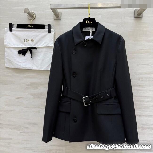 Hot Sell Cheap Dior Belted Jacket DR101507 Black 2025