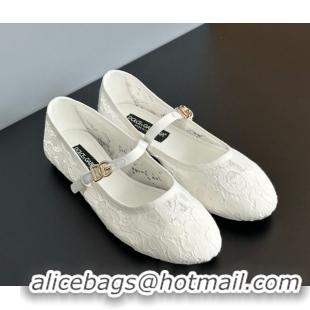 Duplicate Dolce & Gabbana Lace Ballet Flats White 0825142