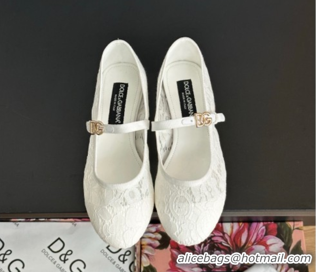 Duplicate Dolce & Gabbana Lace Ballet Flats White 0825142
