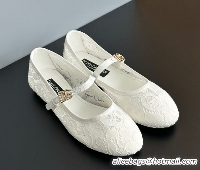 Duplicate Dolce & Gabbana Lace Ballet Flats White 0825142