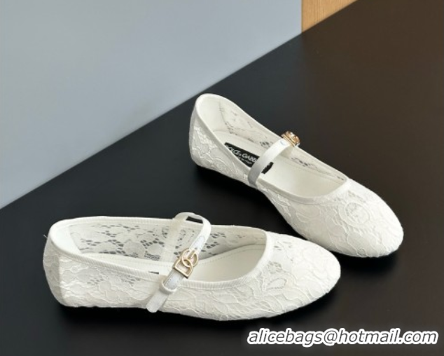 Duplicate Dolce & Gabbana Lace Ballet Flats White 0825142