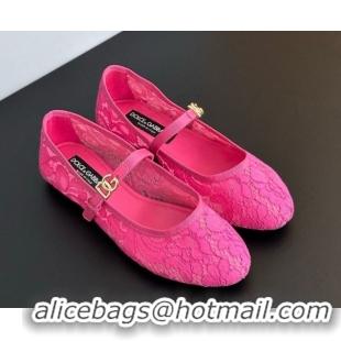 Top Grade Dolce & Gabbana Lace Ballet Flats Dark Pink 0825144