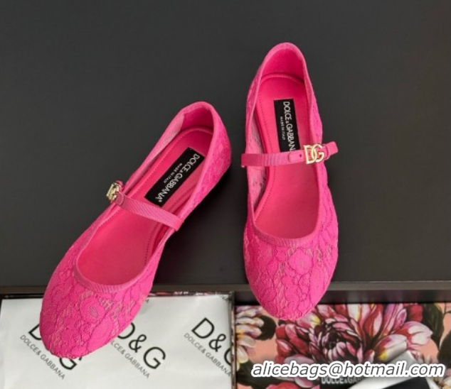 Top Grade Dolce & Gabbana Lace Ballet Flats Dark Pink 0825144