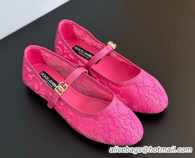 Top Grade Dolce & Gabbana Lace Ballet Flats Dark Pink 0825144