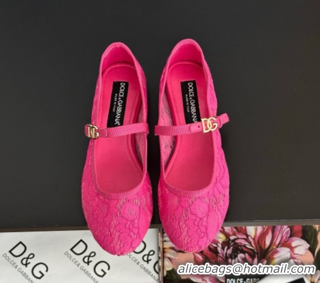 Top Grade Dolce & Gabbana Lace Ballet Flats Dark Pink 0825144