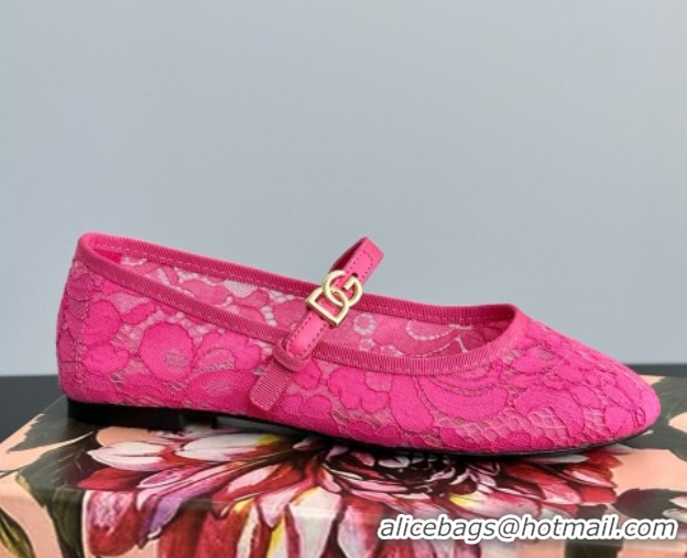 Top Grade Dolce & Gabbana Lace Ballet Flats Dark Pink 0825144