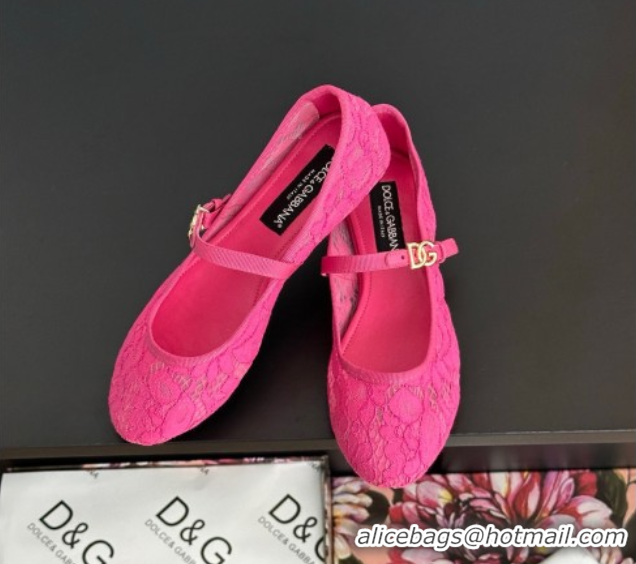 Top Grade Dolce & Gabbana Lace Ballet Flats Dark Pink 0825144