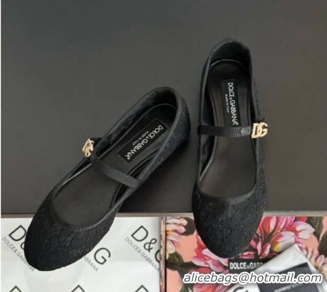 Unique Style Dolce & Gabbana Lace Ballet Flats Black 0825145
