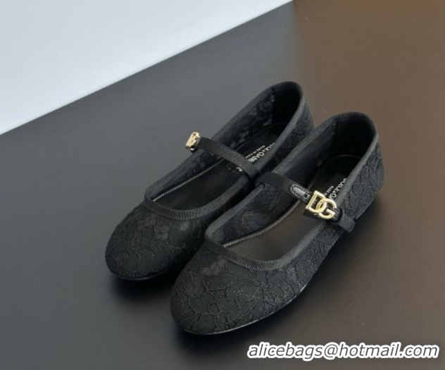 Unique Style Dolce & Gabbana Lace Ballet Flats Black 0825145