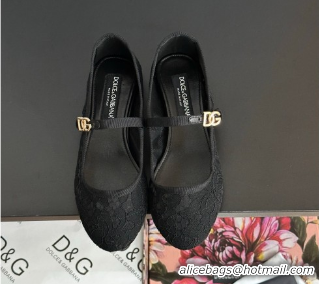 Unique Style Dolce & Gabbana Lace Ballet Flats Black 0825145