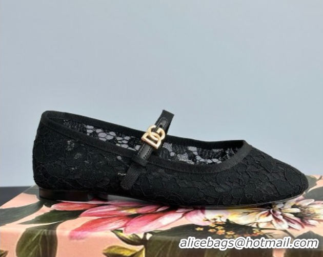 Unique Style Dolce & Gabbana Lace Ballet Flats Black 0825145