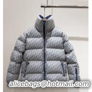 Luxury Cheap Fashion Discount Dior Oblique Down Jacket 1015 Blue 2025