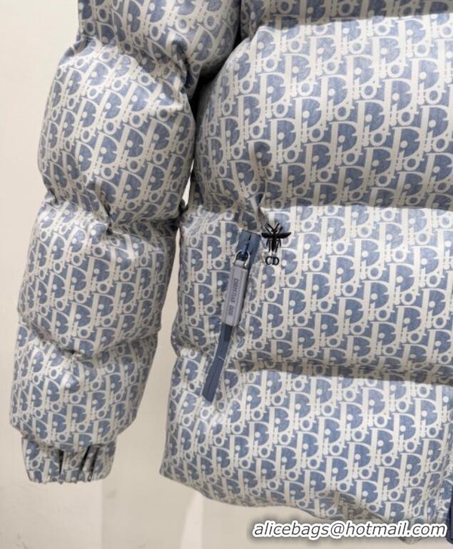 Luxury Cheap Fashion Discount Dior Oblique Down Jacket 1015 Blue 2025