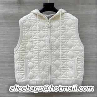 Luxury Cheap Dior Cannage Wool Silk Vest 1015 White 2025