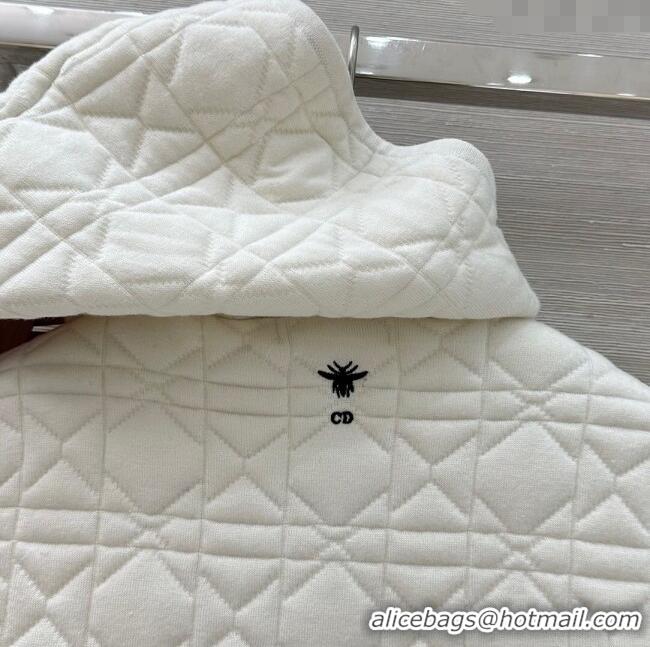 Luxury Cheap Dior Cannage Wool Silk Vest 1015 White 2025