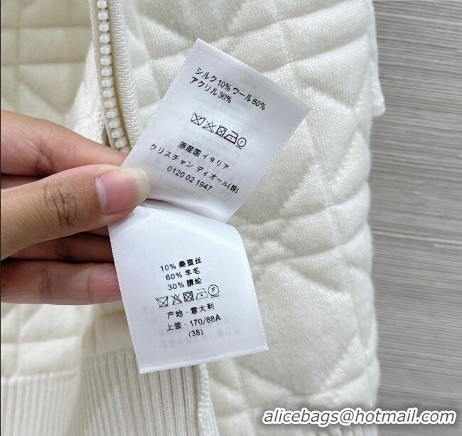 Luxury Cheap Dior Cannage Wool Silk Vest 1015 White 2025