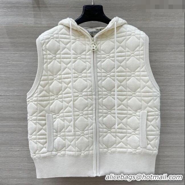 Luxury Cheap Dior Cannage Wool Silk Vest 1015 White 2025