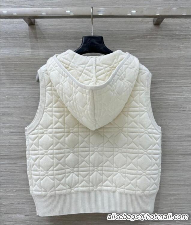 Luxury Cheap Dior Cannage Wool Silk Vest 1015 White 2025