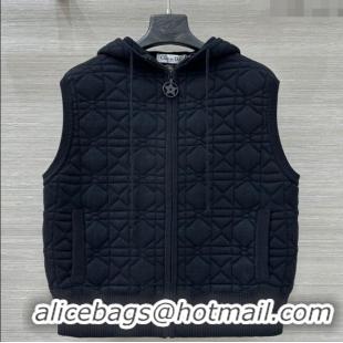 Super Quality Dior Cannage Wool Silk Vest 1015 Black 2025