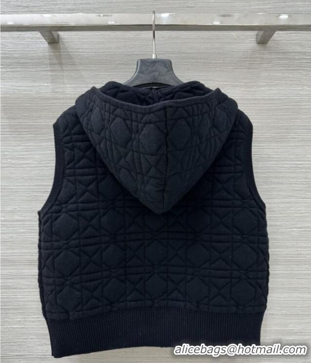 Super Quality Dior Cannage Wool Silk Vest 1015 Black 2025