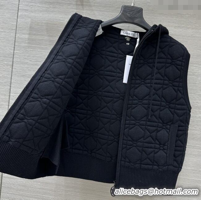 Super Quality Dior Cannage Wool Silk Vest 1015 Black 2025