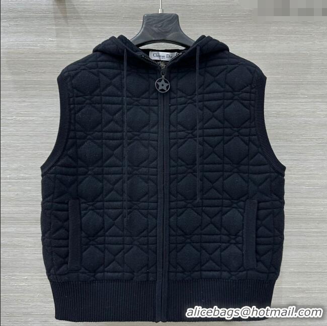 Super Quality Dior Cannage Wool Silk Vest 1015 Black 2025