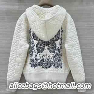 Grade Quality Dior Cannage Wool Hoodie Jacket with Embroidery 1015 White 2025