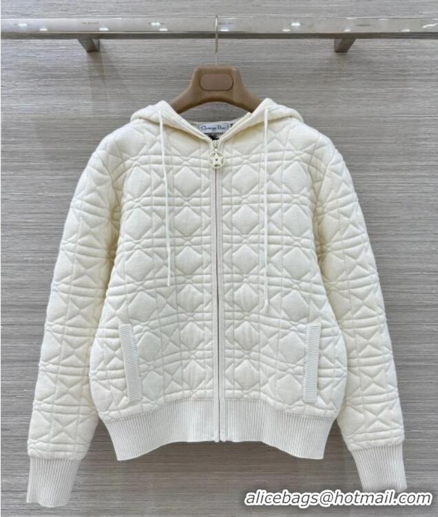 Grade Quality Dior Cannage Wool Hoodie Jacket with Embroidery 1015 White 2025