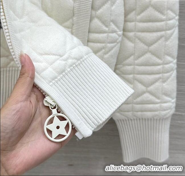 Grade Quality Dior Cannage Wool Hoodie Jacket with Embroidery 1015 White 2025