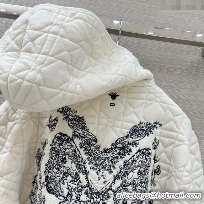 Grade Quality Dior Cannage Wool Hoodie Jacket with Embroidery 1015 White 2025