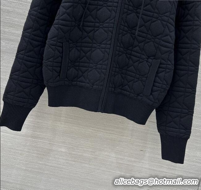 Well Crafted Dior Cannage Wool Hoodie Jacket with Embroidery 1015 Black 2025