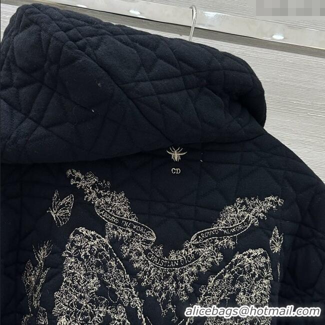 Well Crafted Dior Cannage Wool Hoodie Jacket with Embroidery 1015 Black 2025