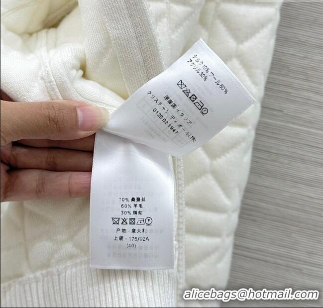 Low Cost Dior Cannage Wool Silk Jacket with Embroidery 1015 White 2025