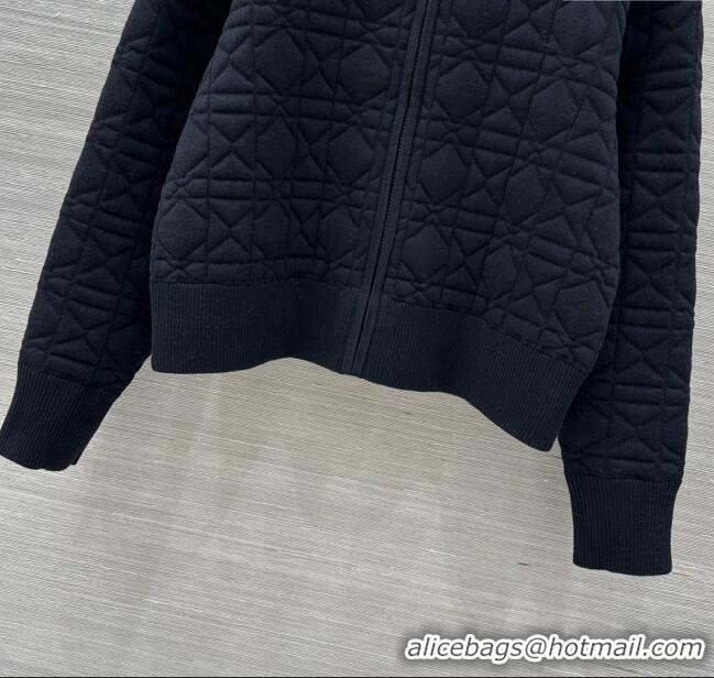 Pretty Style Dior Cannage Wool Silk Jacket with Embroidery 1015 Black 2025