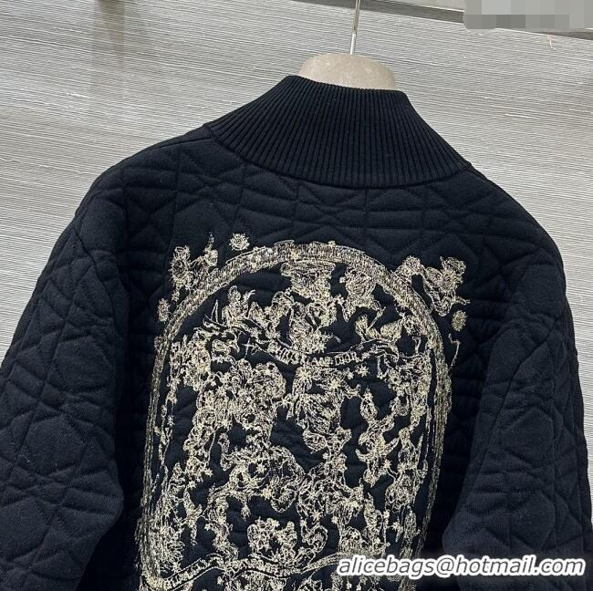 Pretty Style Dior Cannage Wool Silk Jacket with Embroidery 1015 Black 2025