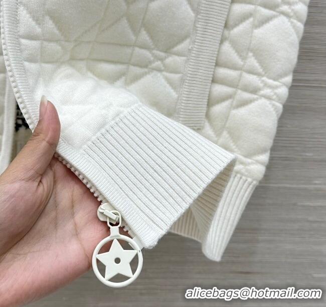 Most Popular Dior Cannage Wool Silk Vest with Embroidery 1014 White 2025