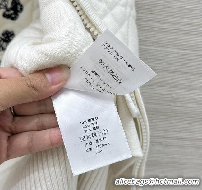 Most Popular Dior Cannage Wool Silk Vest with Embroidery 1014 White 2025